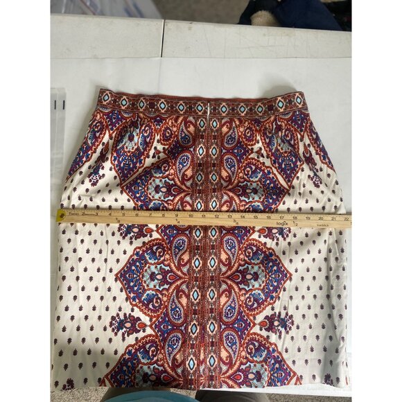 Antonio Melani Pencil Skirt Womens Size 14 Paisley‎ Cotton Blend Lined Boho - Picture 7 of 11